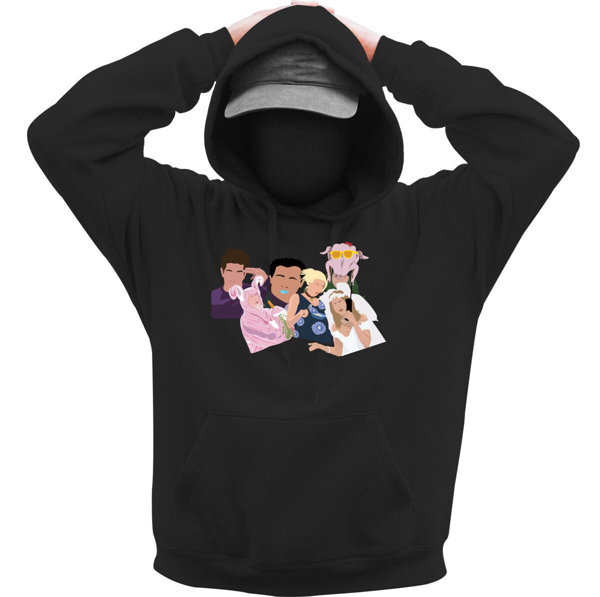 Kapucnis belebújós pulóver