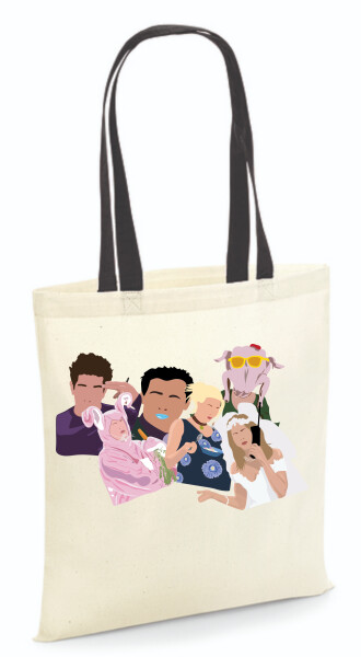 Vászontáska - színes fülű 