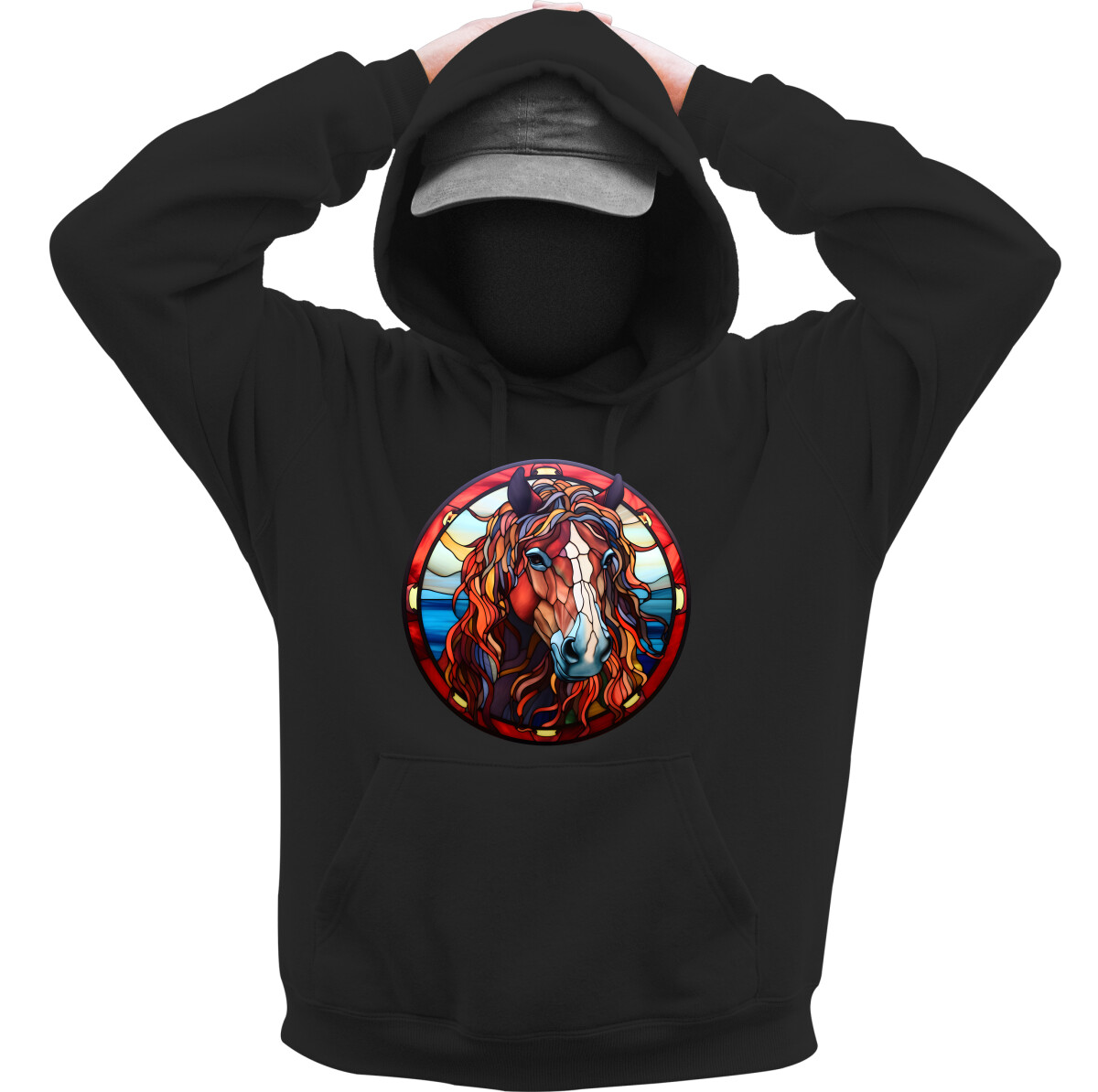 Kapucnis belebújós pulóver