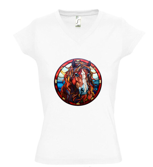 Női V nyakú póló