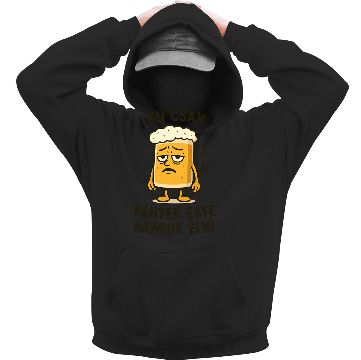 Kapucnis belebújós pulóver