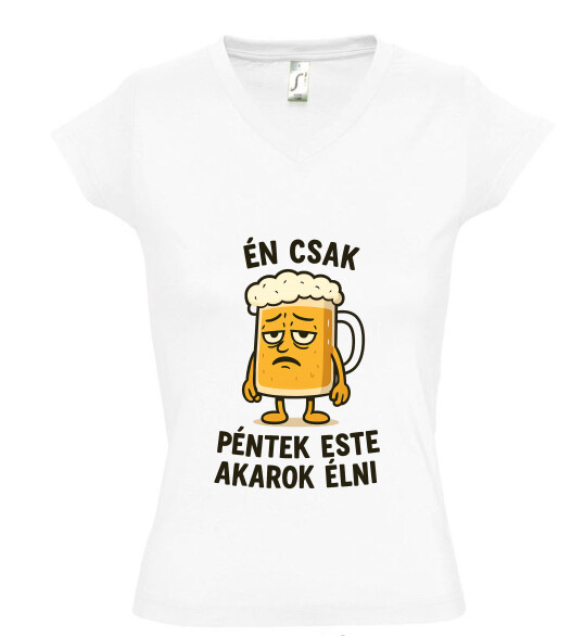 Női V nyakú póló