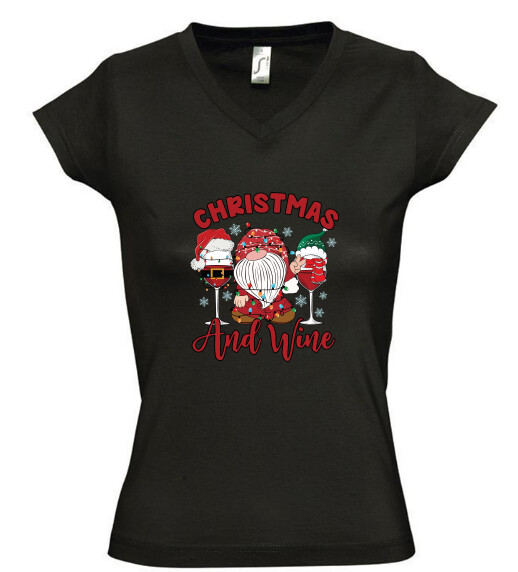 Női V nyakú póló