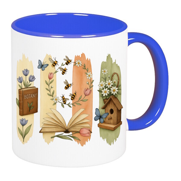 Színes fülű és belsejű bögre