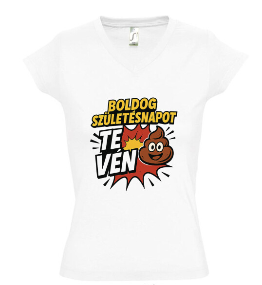 Női V nyakú póló