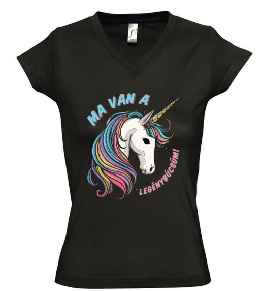 Női V nyakú póló