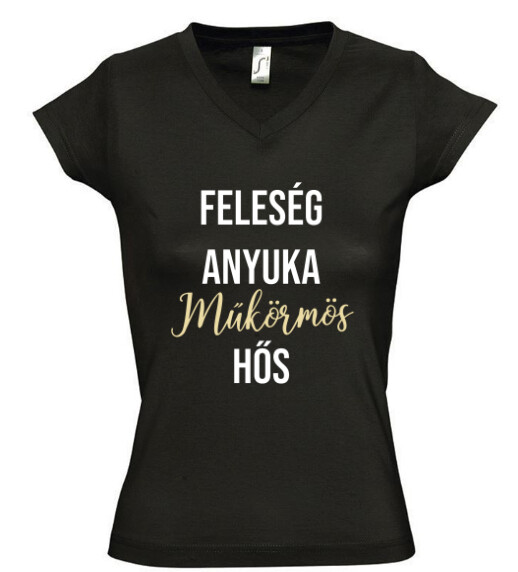 Női V nyakú póló