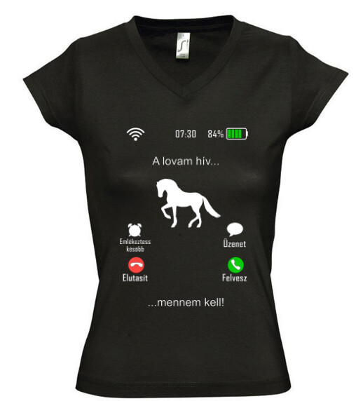 Női V nyakú póló