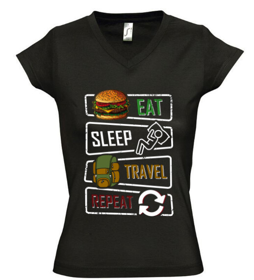 Női V nyakú póló