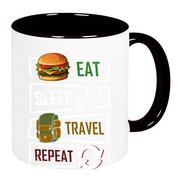 Színes fülű és belsejű bögre