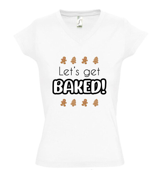 Női V nyakú póló