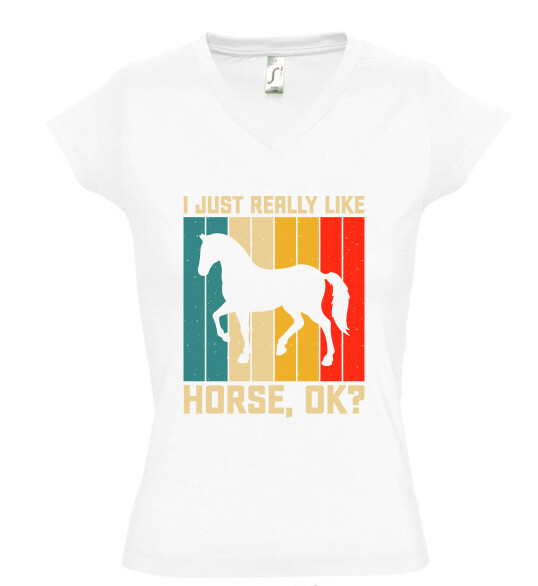 Női V nyakú póló