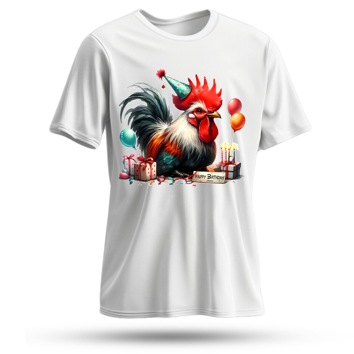Happy birthday rooster with hat
