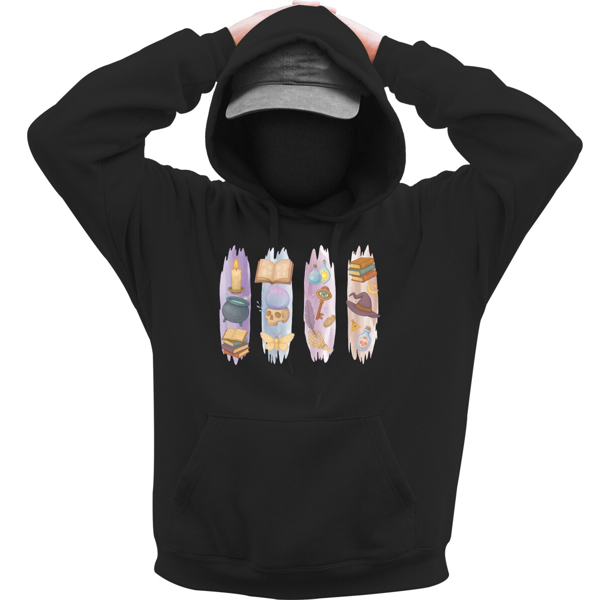 Kapucnis belebújós pulóver