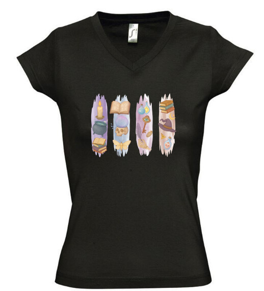 Női V nyakú póló