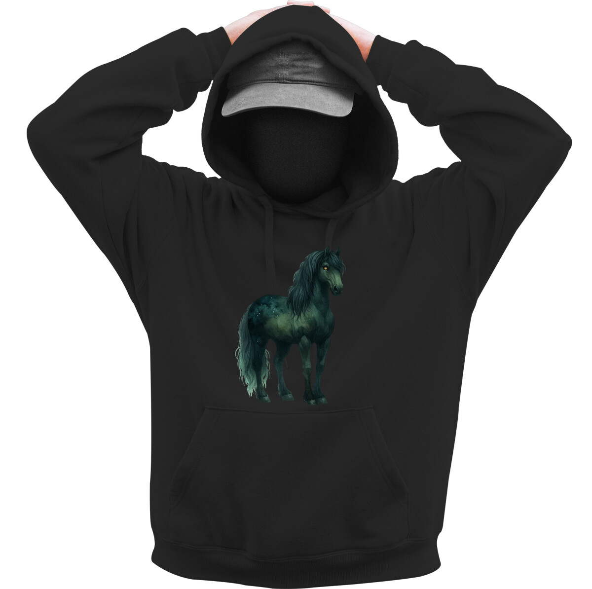 Kapucnis belebújós pulóver