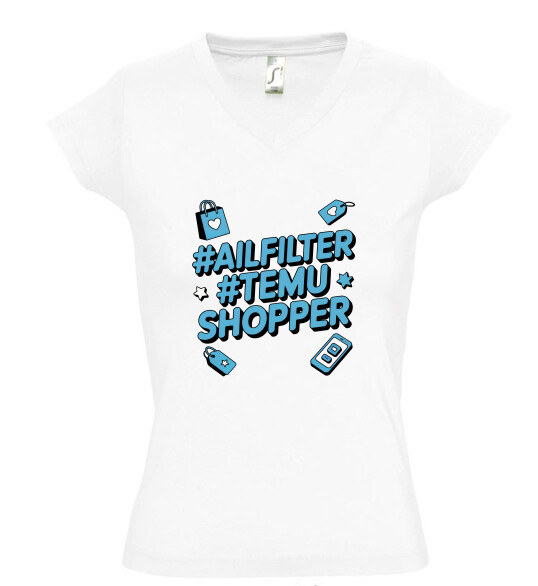 Női V nyakú póló