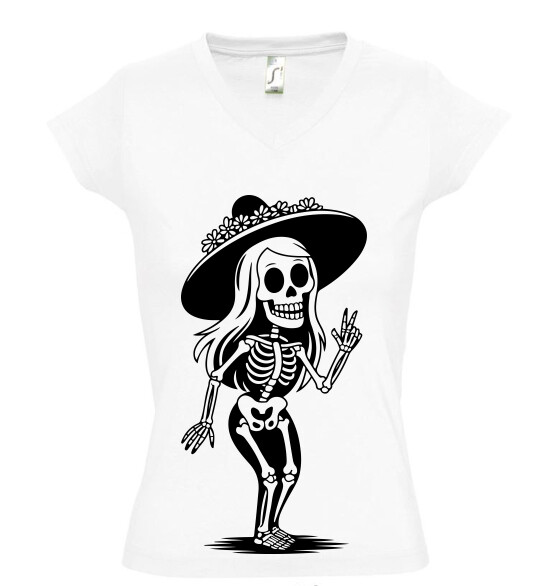 Női V nyakú póló