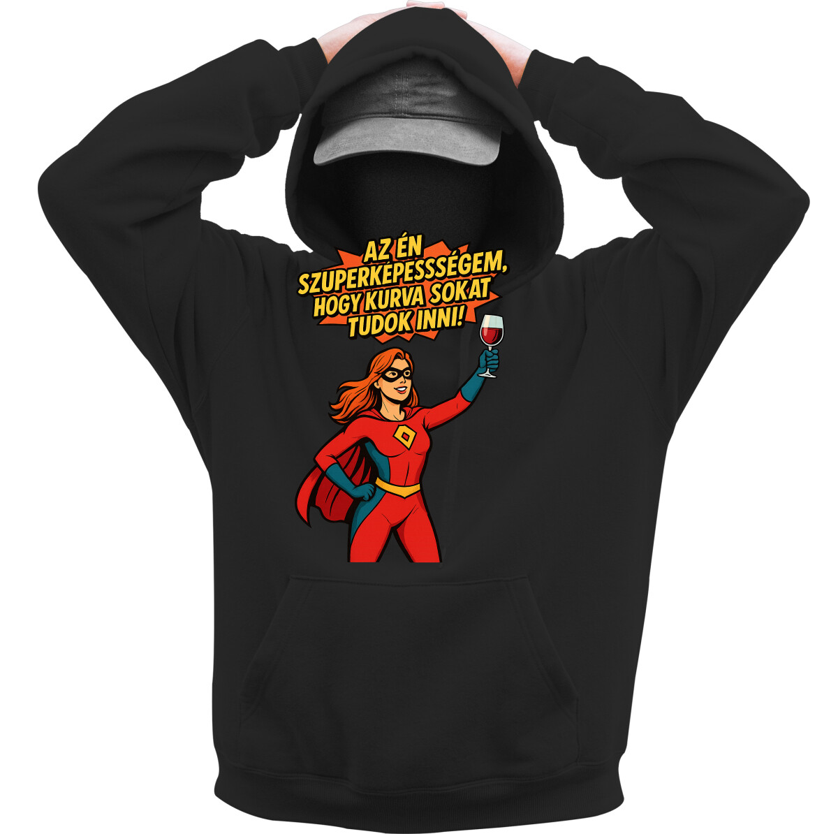 Kapucnis belebújós pulóver