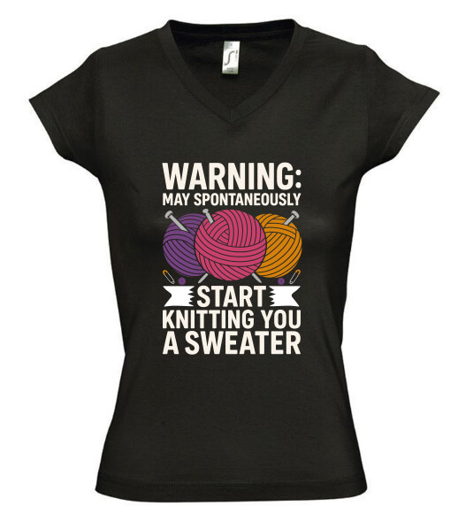 Női V nyakú póló