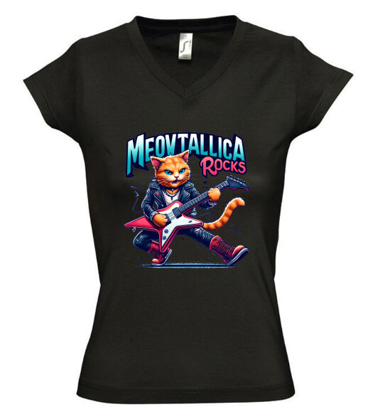 Női V nyakú póló