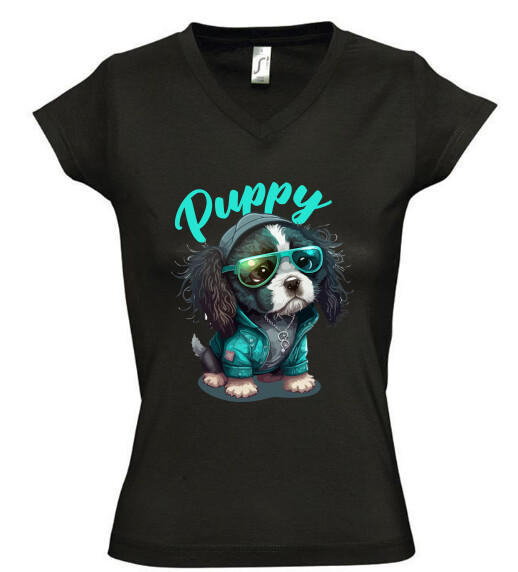 Női V nyakú póló