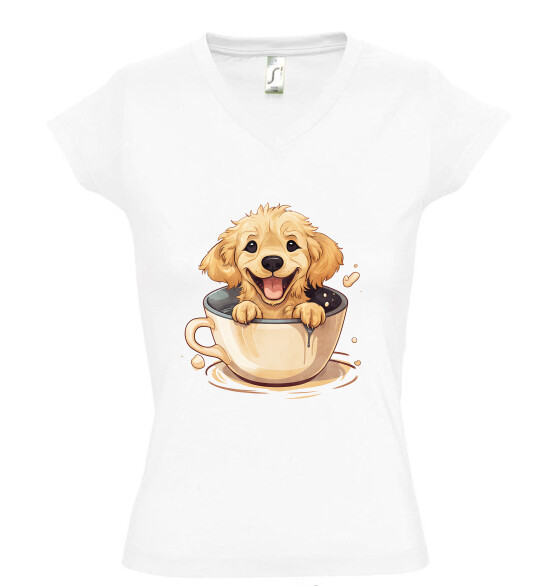 Női V nyakú póló