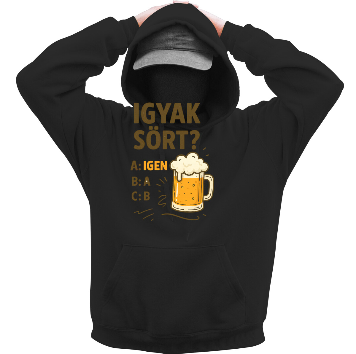 Kapucnis belebújós pulóver