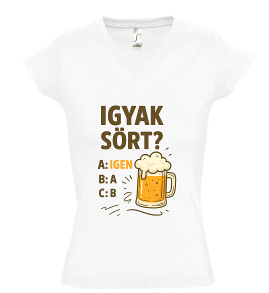 Női V nyakú póló