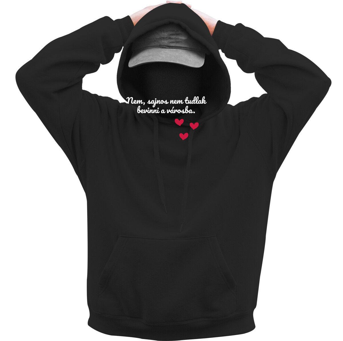 Kapucnis belebújós pulóver