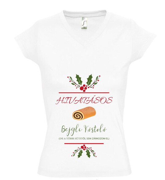 Női V nyakú póló