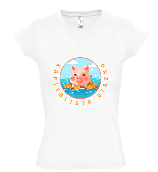 Női V nyakú póló