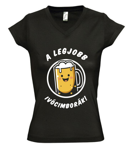 Női V nyakú póló