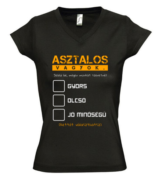Női V nyakú póló