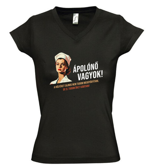 Női V nyakú póló