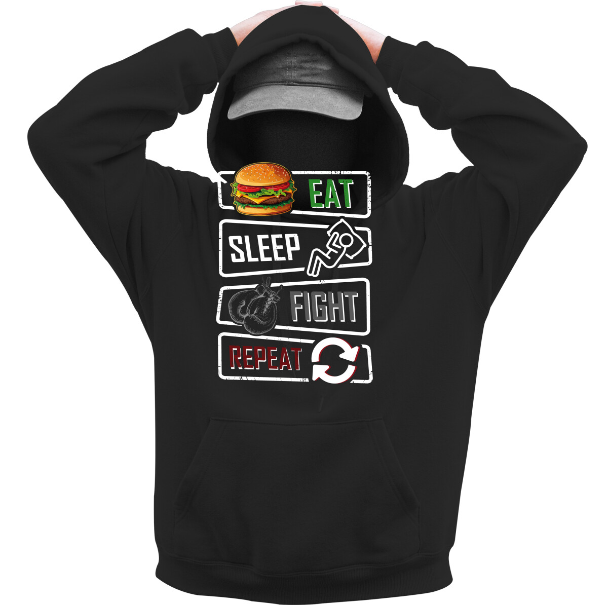 Kapucnis belebújós pulóver