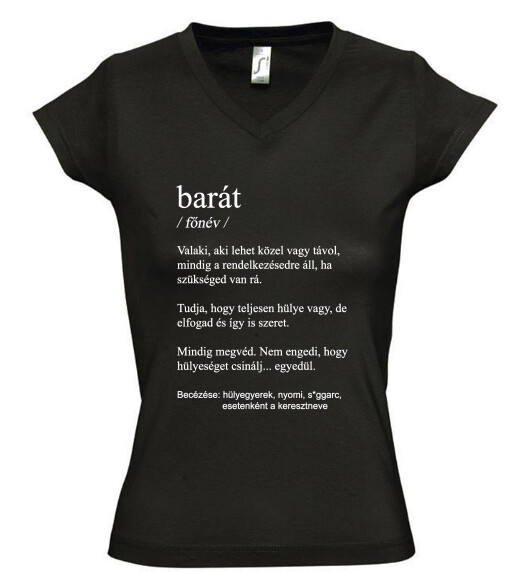 Női V nyakú póló