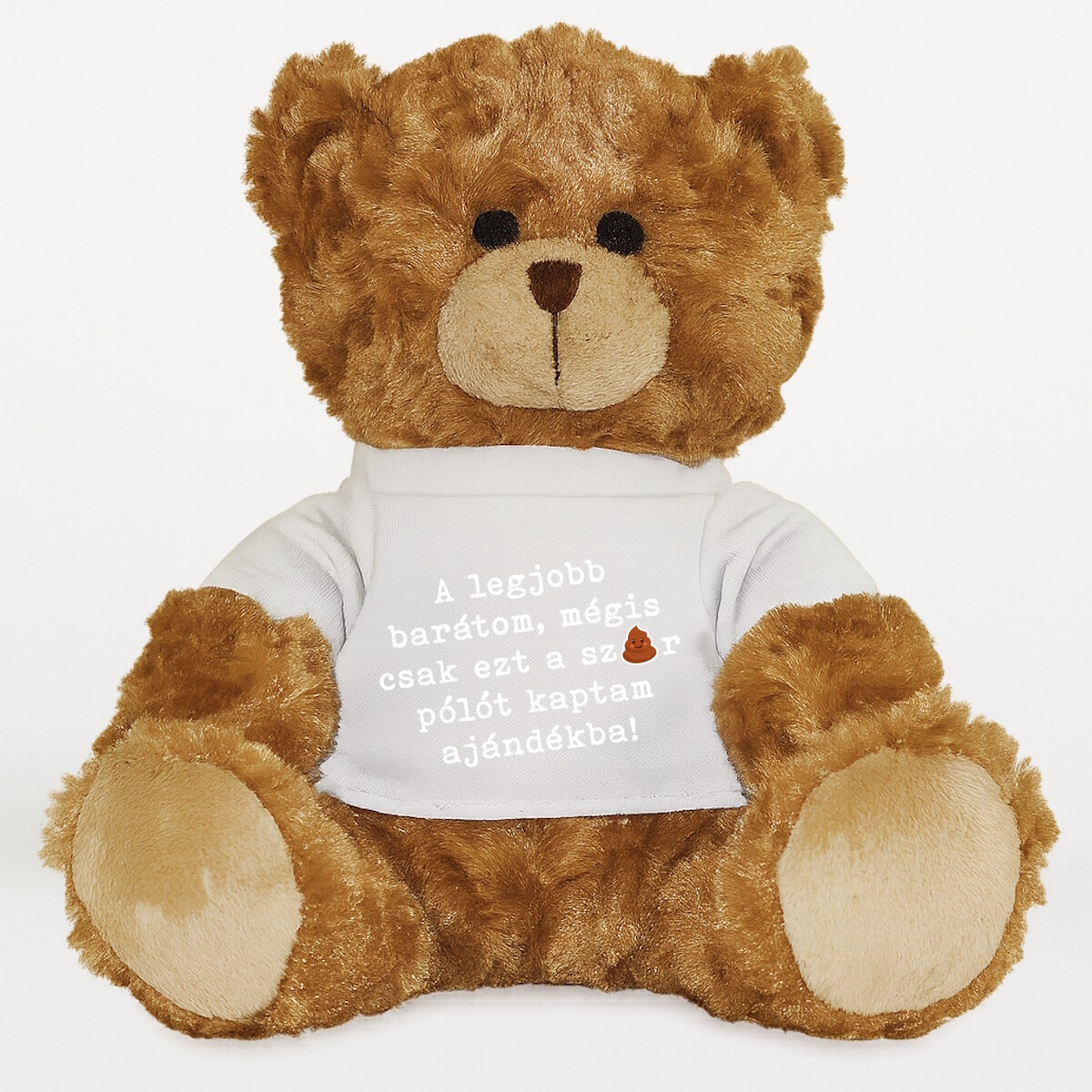 Plüssmaci egyedi pólóval