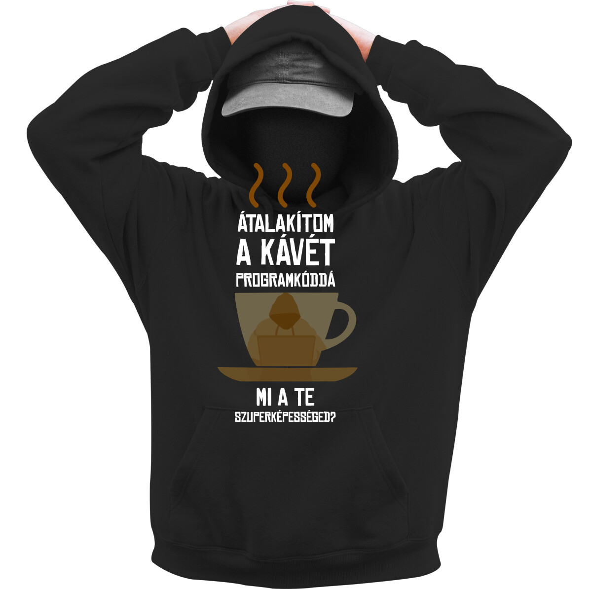 Kapucnis belebújós pulóver