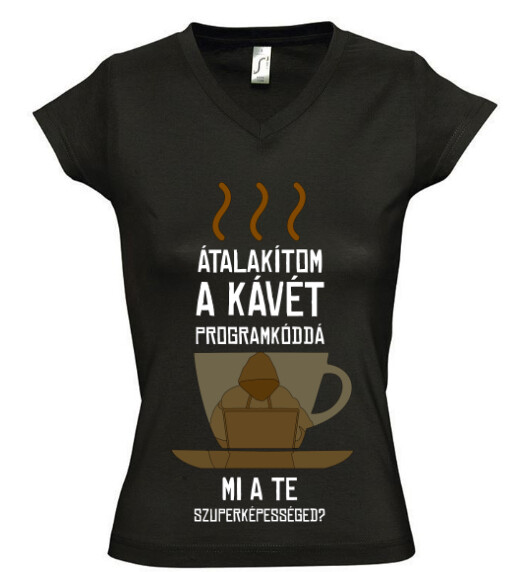 Női V nyakú póló