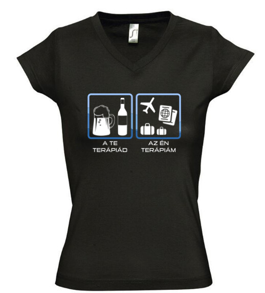 Női V nyakú póló
