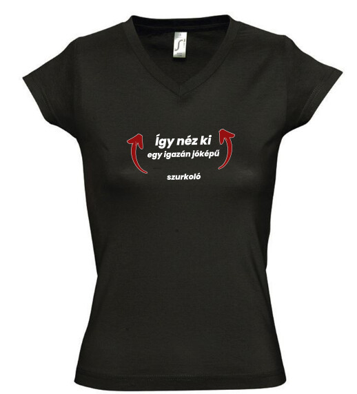 Női V nyakú póló