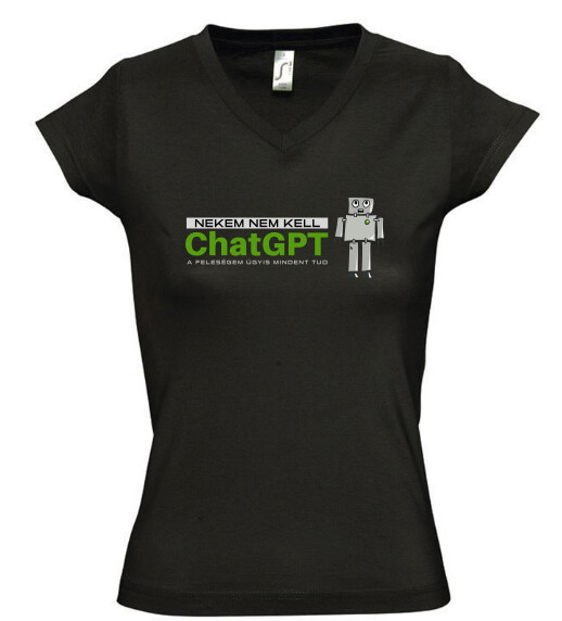 Női V nyakú póló
