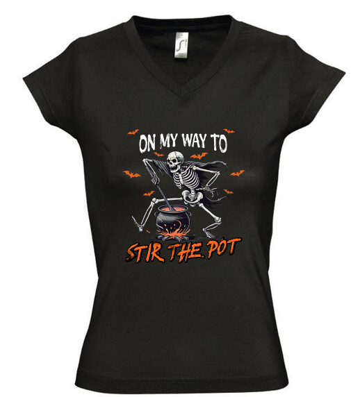 Női V nyakú póló