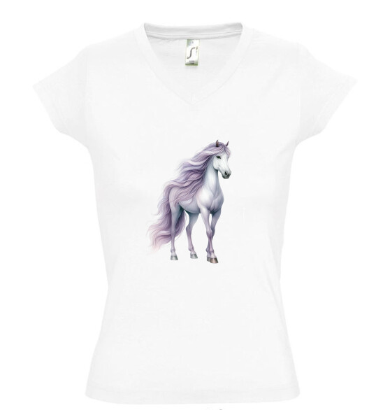 Női V nyakú póló