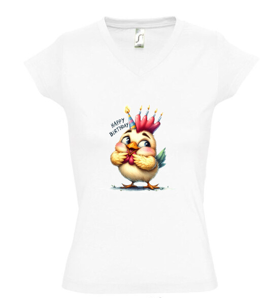 Női V nyakú póló