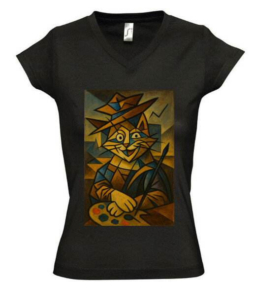 Női V nyakú póló