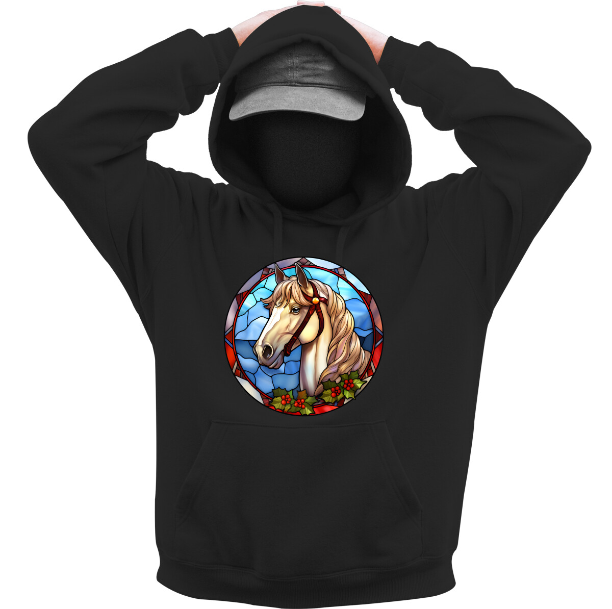 Kapucnis belebújós pulóver