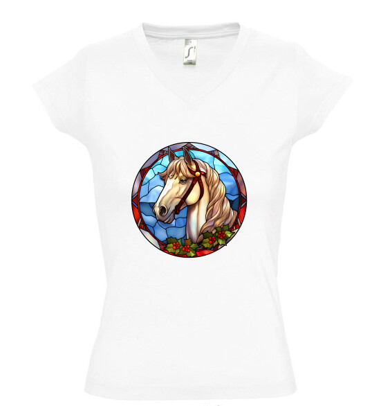 Női V nyakú póló