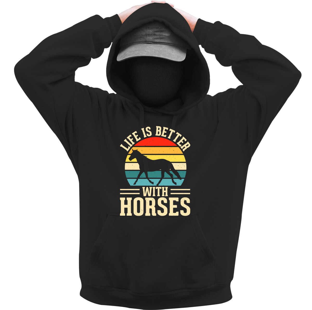 Kapucnis belebújós pulóver